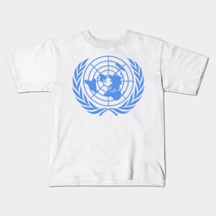 Emblem of the United Nations (Blue on white) Kids T-Shirt